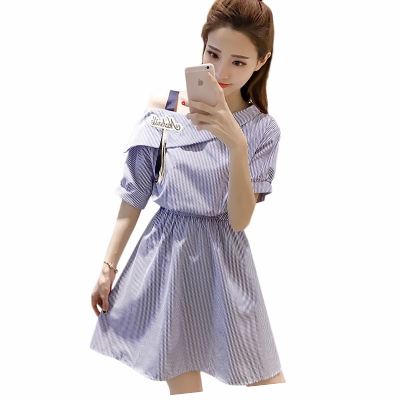 Женское летнее платье в Корейском стиле с открытыми плечами модное повседневное