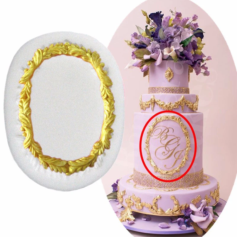

Fondant Cake Vintage Mirror Frame Silicone Molds Cooking Tools Chocolate Cupcake Stencil Christmas Reposteria Cozinha Wilton