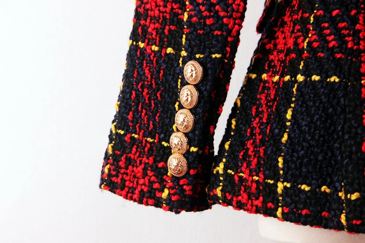 Женский шерстяной Блейзер в полоску с длинными рукавами и пуговицами виде льва