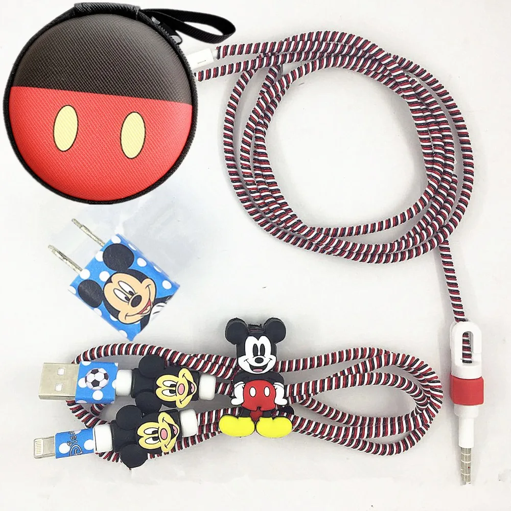 Мультяшная намотка кабеля USB кабель протектор набор зарядное устройство