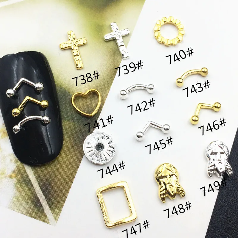 

100 шт. японские металлические украшения для ногтей пластырь из сплава панк ветер полый любовный шар Крест Иисуса фототерапия A