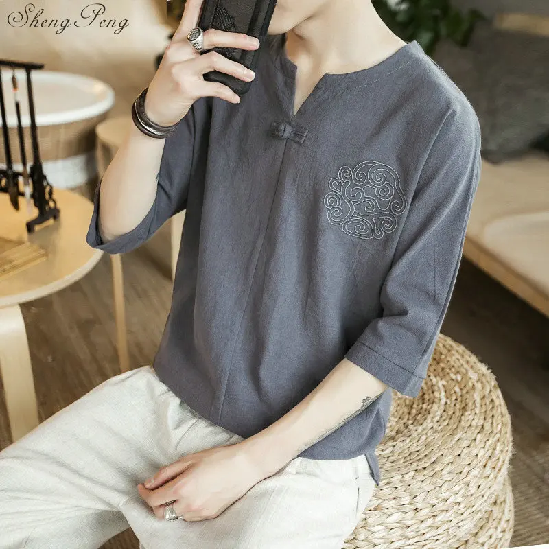 Traditional chinese shirts for men summer style garment traditional clothes shirt Q048 | Тематическая одежда и униформа