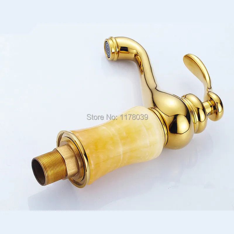 Роскошные мраморные смесители для раковины ванной комнаты золотистый смеситель