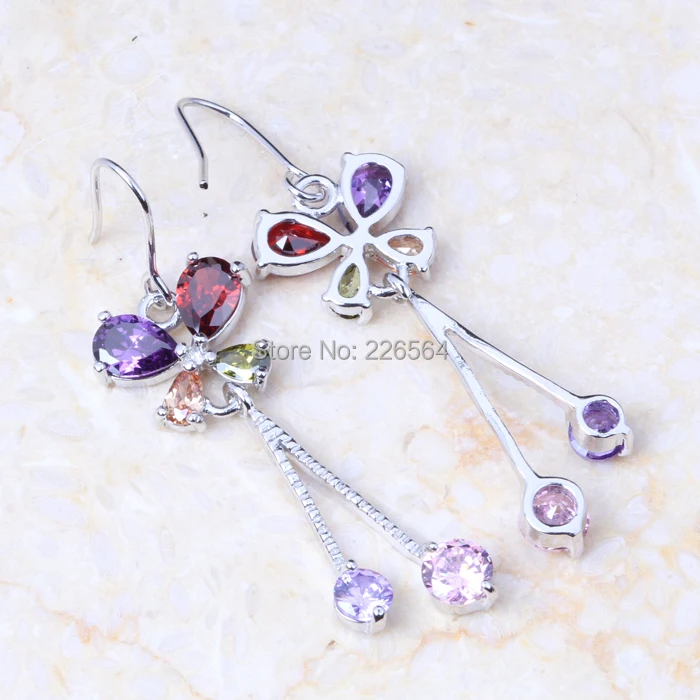 Женские серьги подвески серебристого цвета с цирконом|drop earrings|earrings dropsearrings for women