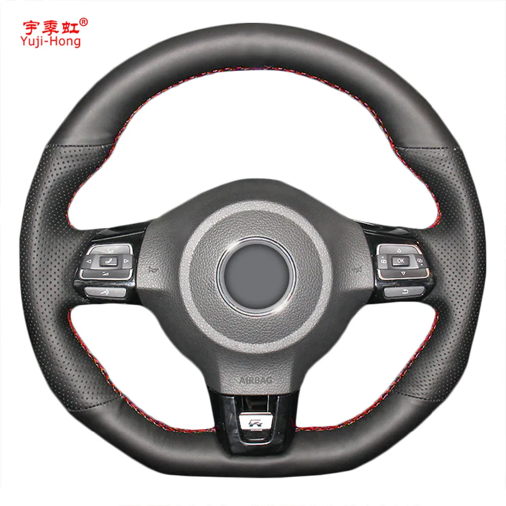 

PONSNY Car Steering Wheel Covers Case for VW Golf 6 GTI MK6 VW Polo GTI Scirocco R Passat CC R-Line 2010 Artificial Leather
