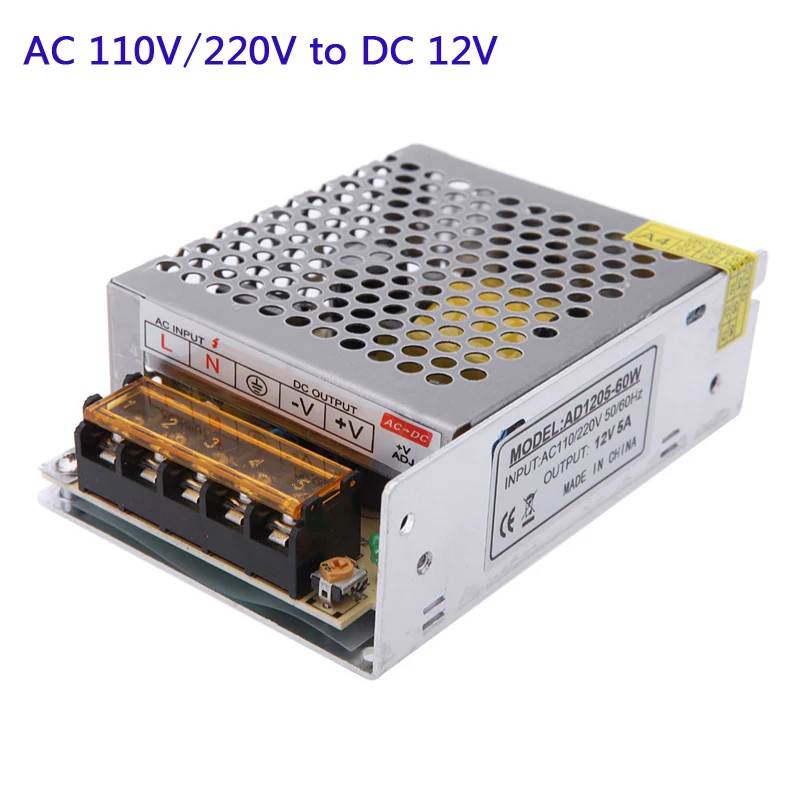 Новый AC 110 V/220 V к DC 12 вольт блок питания 30W 60W 120W устойчивый трансформатор