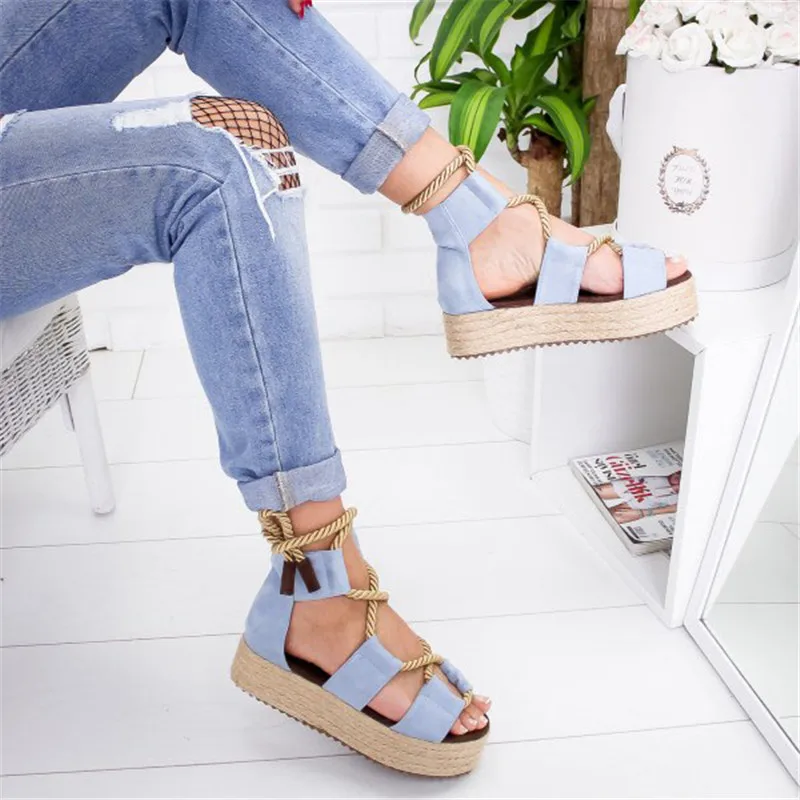 LAKESHI 2019 Fashion Summer Women Sandals Female Beach Shoes Wedge High Heel Comfortable Platform Plus Size 43 | Обувь