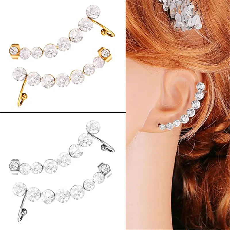 Женские серьги Клипсы из нержавеющей стали с кристаллами|clip earrings for women|crystal clip