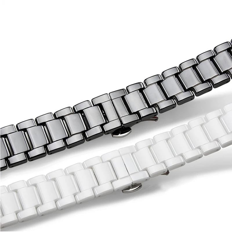 

high quality ceramic watchband 14 15 16 17 18 19 20 21 22mm black white watch strap for men and women bracelet