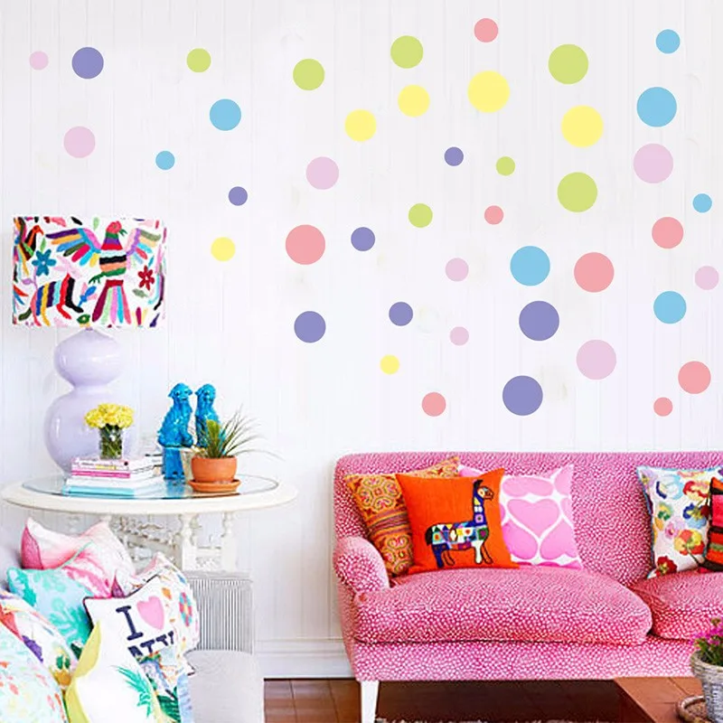 Красочные в горошек детские настенные стикеры номер клей детской спальни