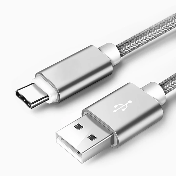 Silver HANNORD USB C кабель 2A Быстрая зарядка нейлоновая оплетка type C кабель для передачи данных зарядный кабель для телефона Android samsung HUAWEI xiaomi - Цвет: Silver