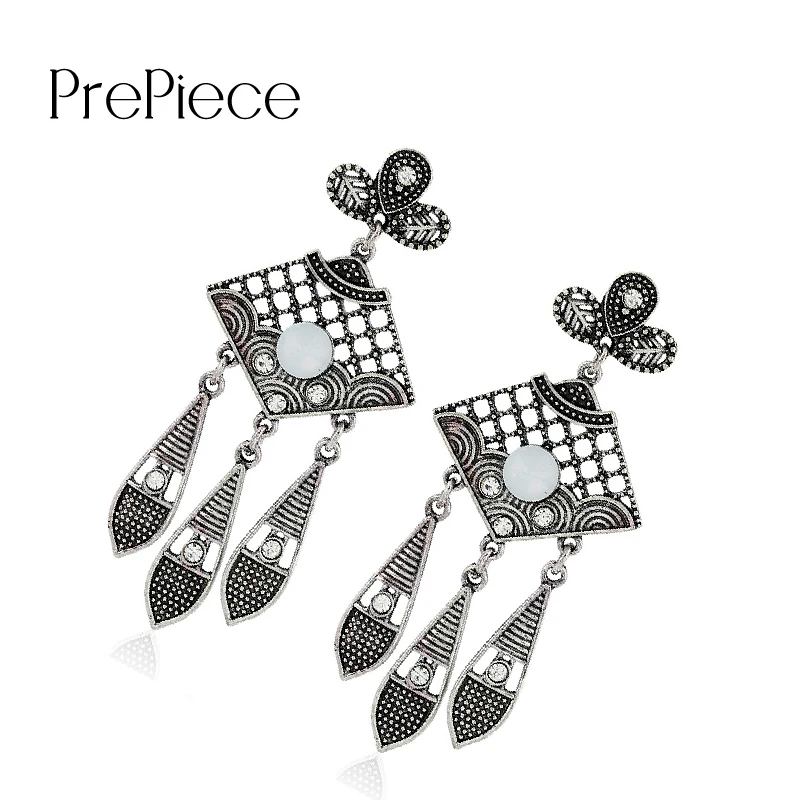 Prepiece Модные ажурные Длинные кисточкой падение серьги для женщин Цирконий