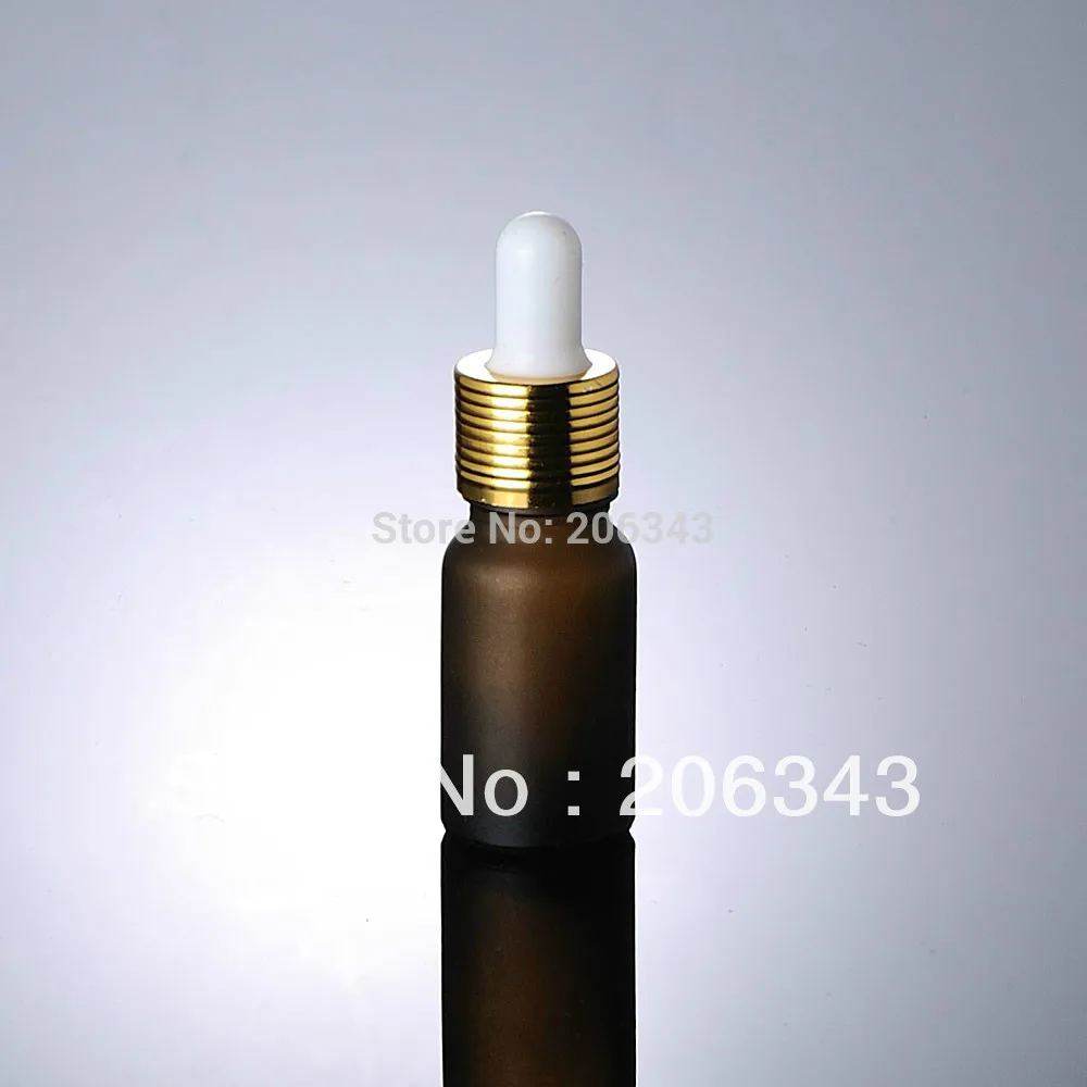 

10ml brown frosted bottle with gold collar and white bulb ,glass dropper can be used for cosmetic packaging