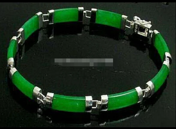 

Green Jade KWGP Fortune Luck Link Clasp Bracelet