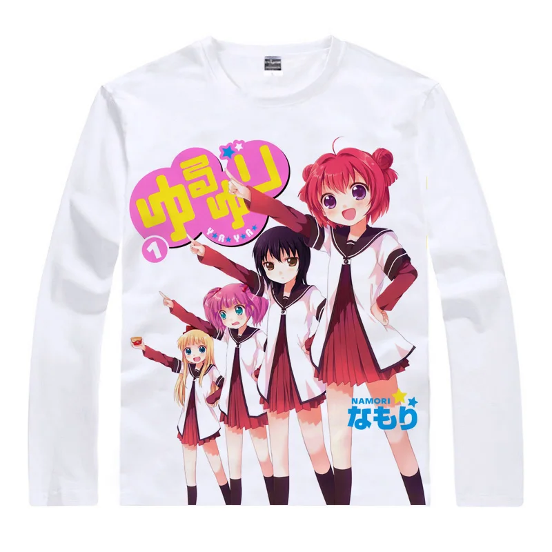 YuruYuri спокойный футболки Юрий Для мужчин в стиле хип-хоп с длинным рукавом