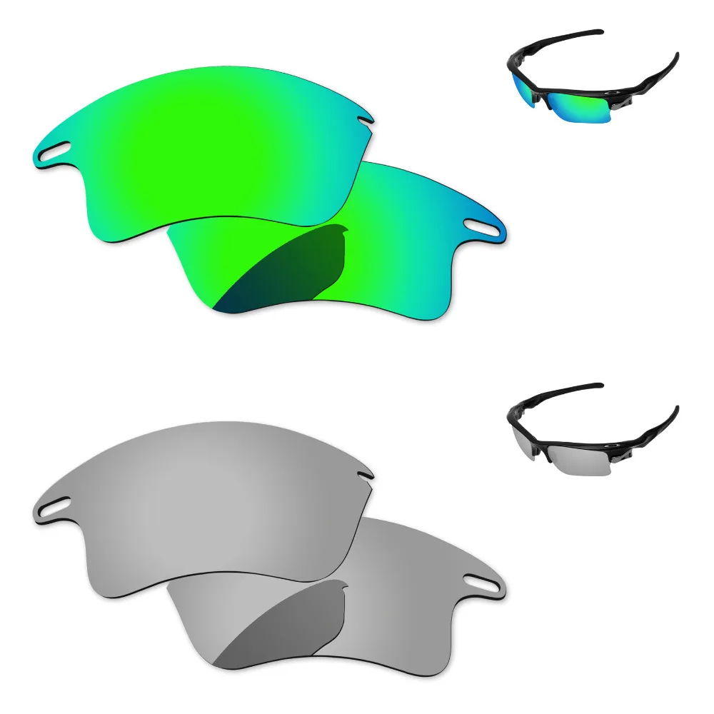 

Хромированные серебристые и зеленые 2 пары зеркальные поляризованные Сменные линзы для быстрой куртки XL Солнцезащитные очки оправа 100% UVA & ...