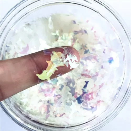 AB transparent Ультратонкие 3D Блестки для ногтей 10 мм Дельфин лазерные блестки ПЭТ неупакованные Блестки для украшения ногтей роспись по телу ногтей DIY Декор 10 г - Цвет: AB transparent