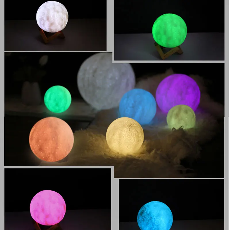 

3D Print Moon Lamp Colorful Change Touch USB Led Night Light Home Decor Creative Gifts for Baby Kids Wife Christmas Light