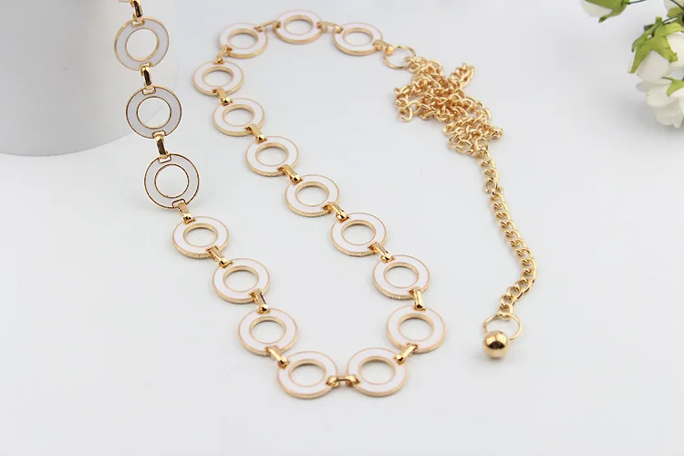 All-match Metal Candy Color Circle Woman Waist Chain Belt Metal Circle Metal Waist Chain Belt For Women Fashion Woman Belt