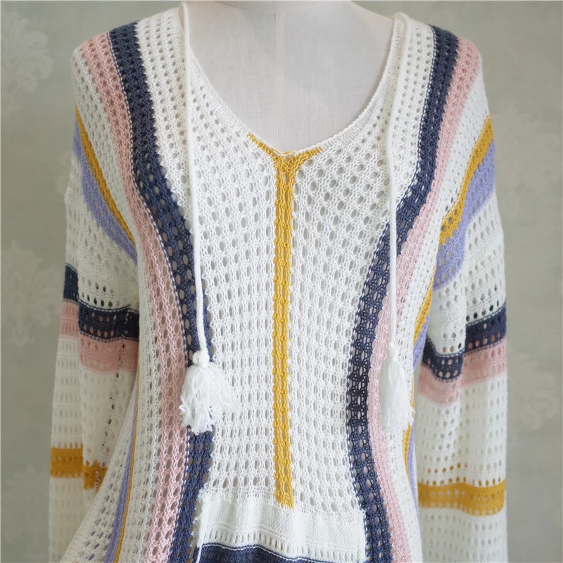 2021 в богемном стиле с бахромой трикотажное летнее пляжное платье Туника женская