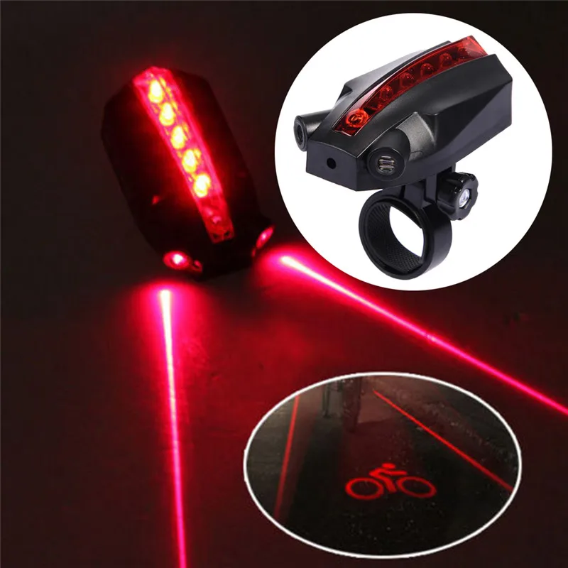 Задний Фонарь велосипедный 5 светодиосветодиодный 2 лазера 4 режима|rear lamp|5 led