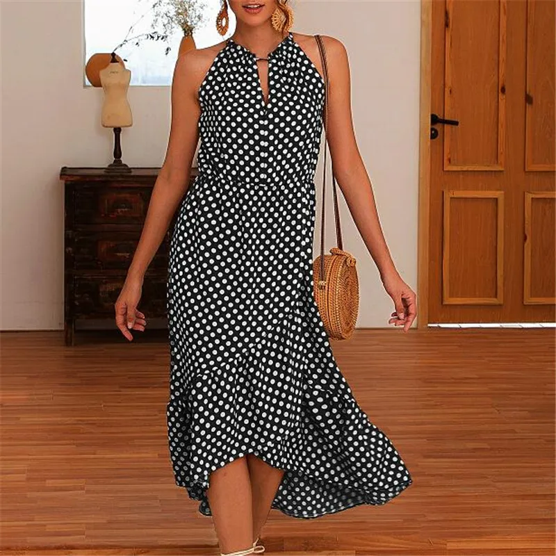 Женский летний праздничный сарафан новый сексуальный с высокой талией принтом