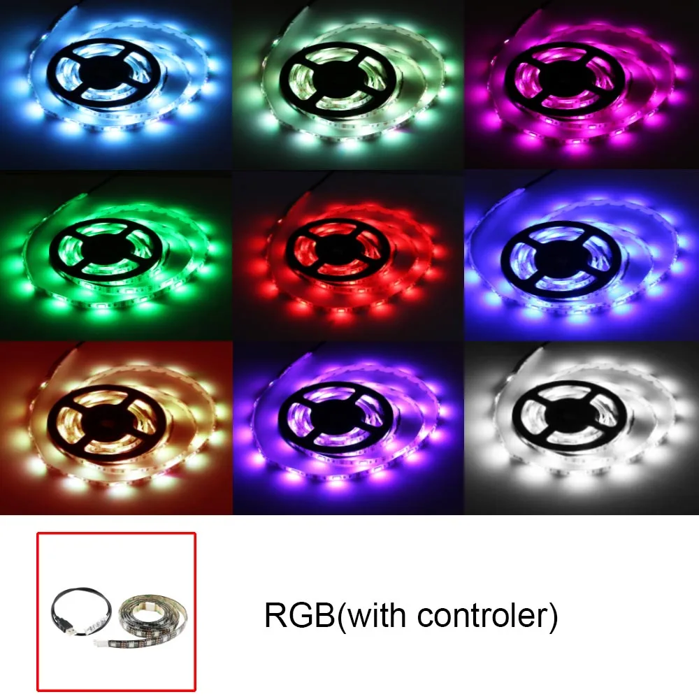 Светодиодная лента 50 150 см 5050 дюйма USB 30 светодиодов RGB теплый белый свет 5 В