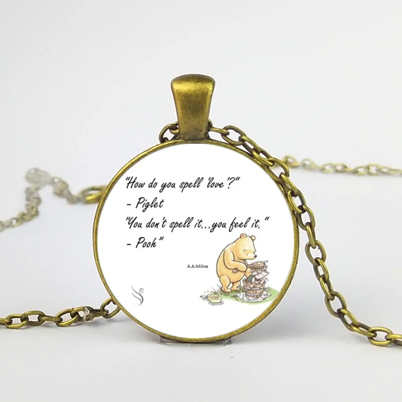 Cute Yellow Bear Round Glass Pendant Necklace Kawaii Cartoon Animal Necklaces For Women Kids Best Friends Gift Fashion Jewelry | Украшения