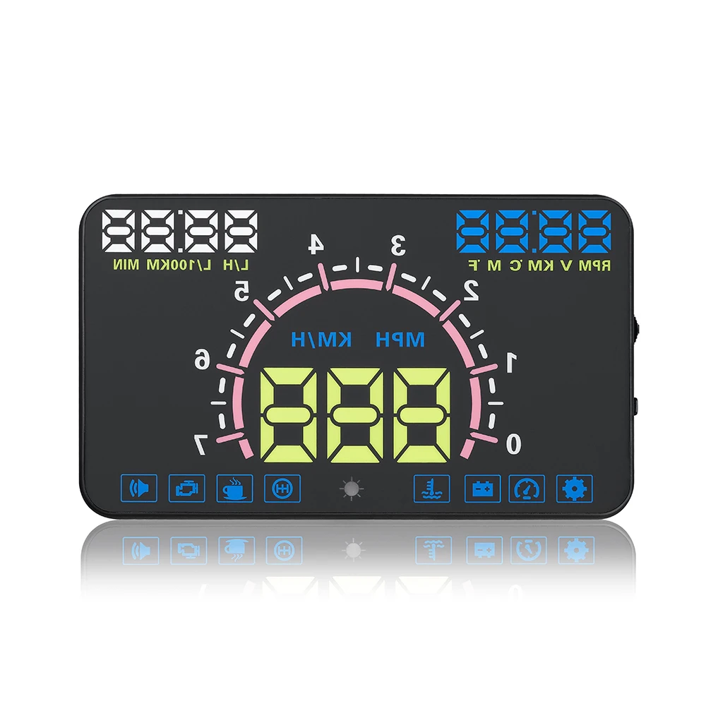 5," Экран АВТО OBDII автомобиля HUD OBD2 Порты и разъёмы головой вверх Дисплей км/ч, показывающая превышение скорости Предупреждение лобовое стекло сигнализации проектор Системы