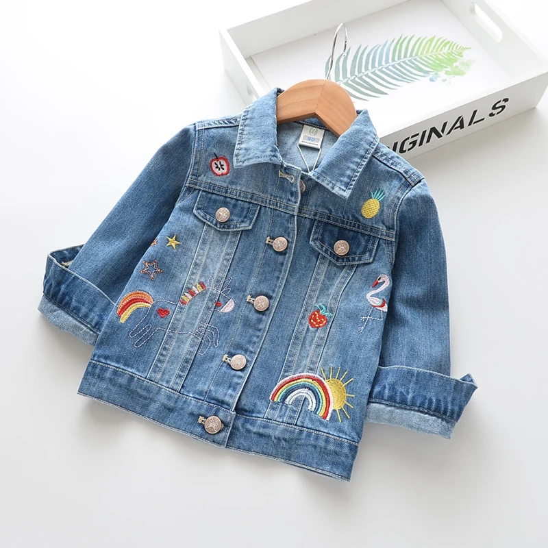 Fashion Girls Jackets And Coats Unicorn Embroidery Boys Denim Coat Kids Jackets Spring Autumn Denim Jackets For Children Coat