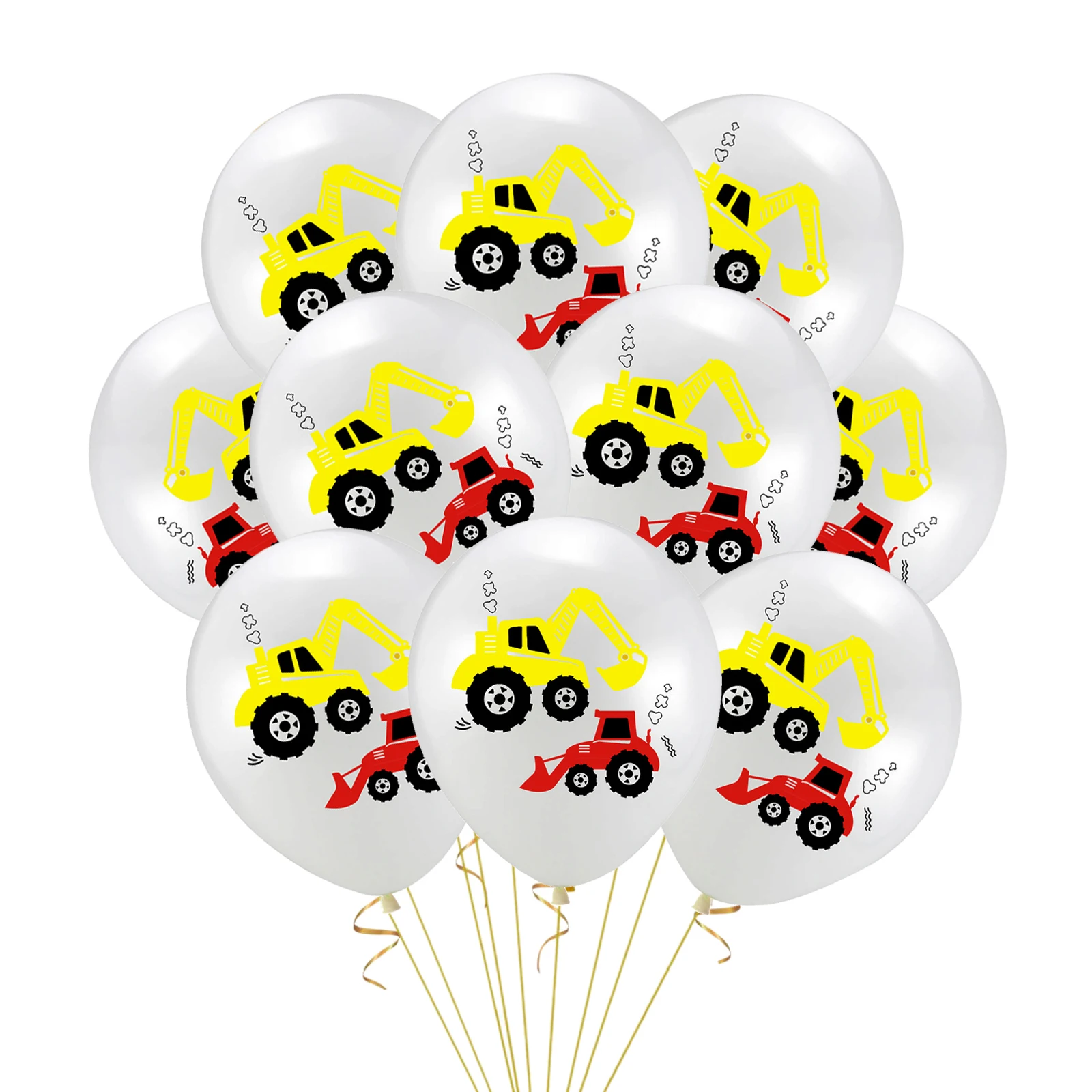 Cartoon Excavator Latex Balloon Cake Topper Construction Vehicle Banner Truck Balloon Car Theme Birthday Party Decor Supply