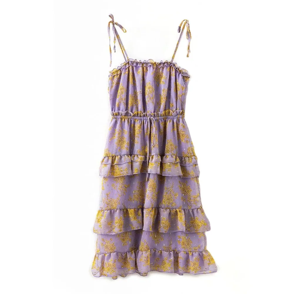 TEELYNN boho платье бронзовое шифоновое с цветочным принтом летние платья без рукавов