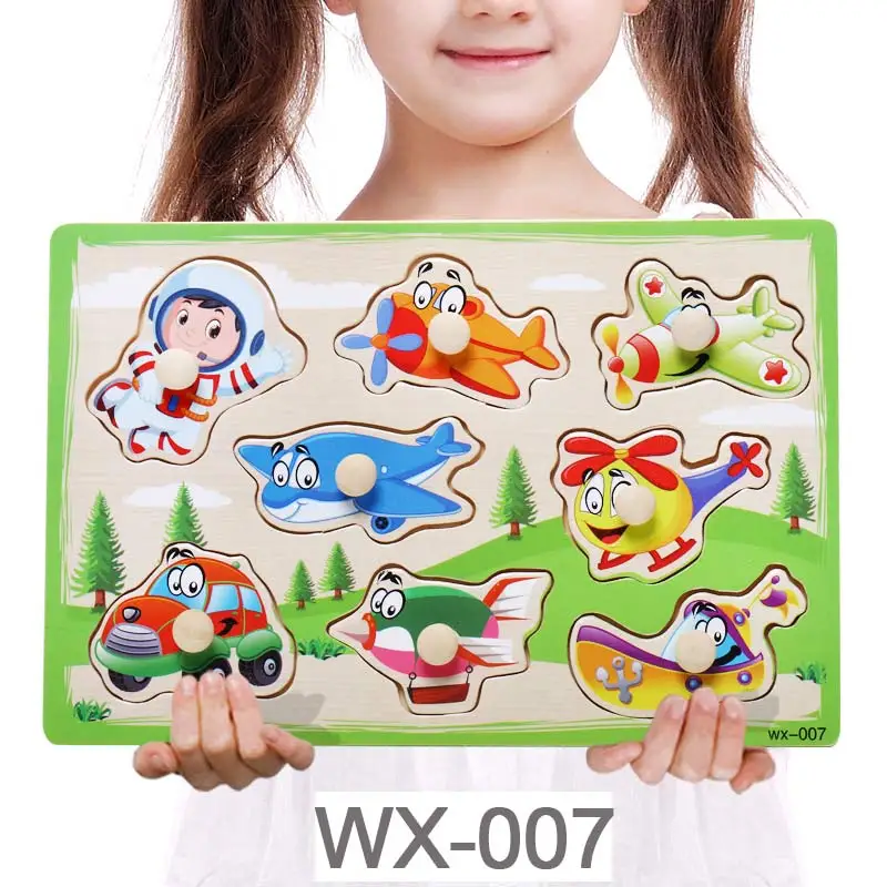 WX-007 Детские игрушки Монтессори деревянная головоломка мультфильм транспортное средство морские животные головоломка доска 12 наборов обучающая деревянная игрушка Подарки для детей - Цвет: WX-007