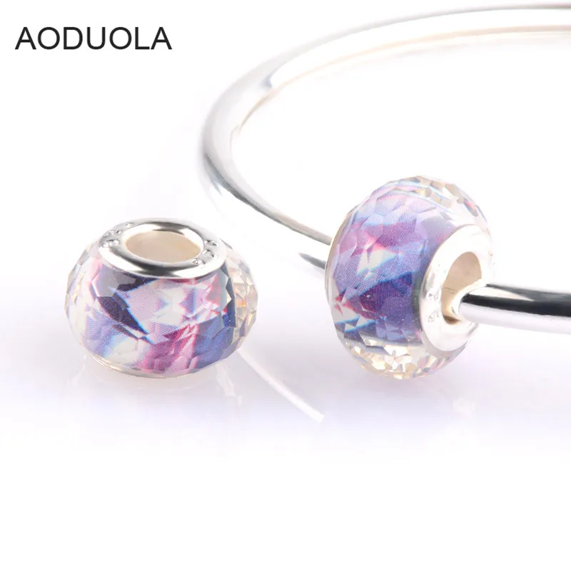 

AODUOLA 10pcs purple cut surface beads Fit Style Crystal Charm Bracelet & Bangle fashion women jewelry SZ-12