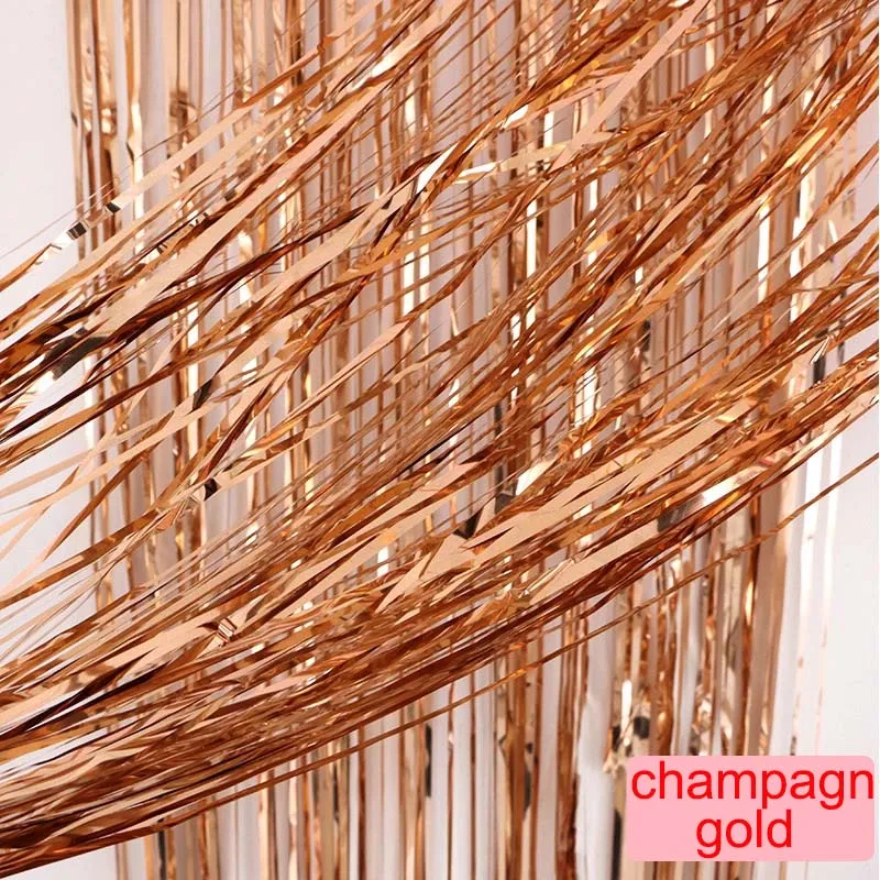 champagne gold-8pcs 2 м фон занавеска Детские Вечерние Декорации фольга бахрома занавеска с блестками День рождения Свадьба Декорации Hanukkah украшения - Цвет: champagne gold-8pcs
