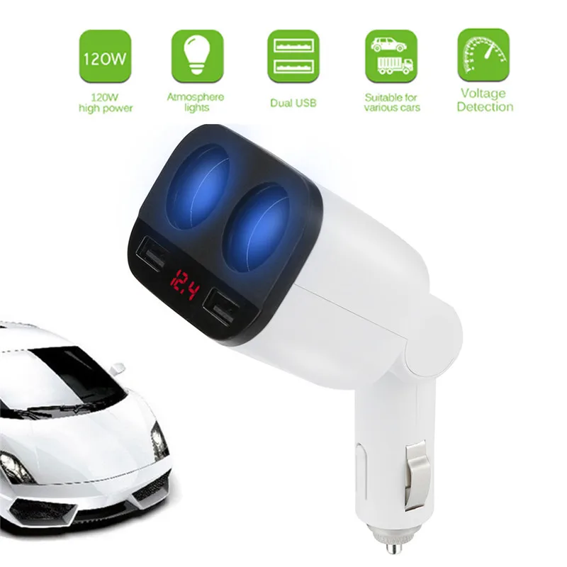 5V 3.4A USB Автомобильное зарядное устройство двойной 120W адаптер питания гнездо