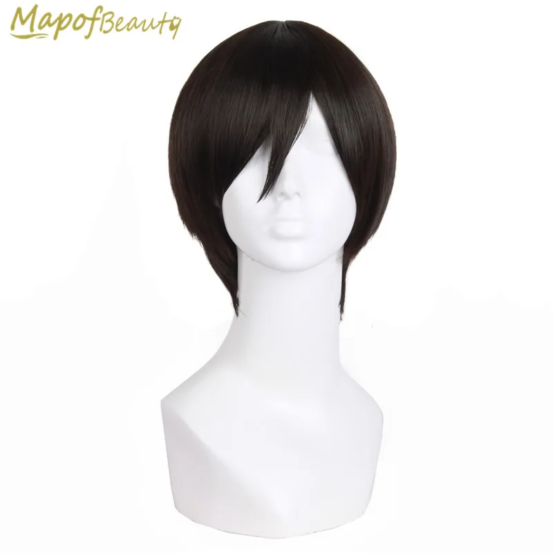 MapofBeauty 10 ''короткий прямой черный светильник темно коричневый цвета косплей парики для женщин синтетические термостойкие волосы для мужчин поддельные