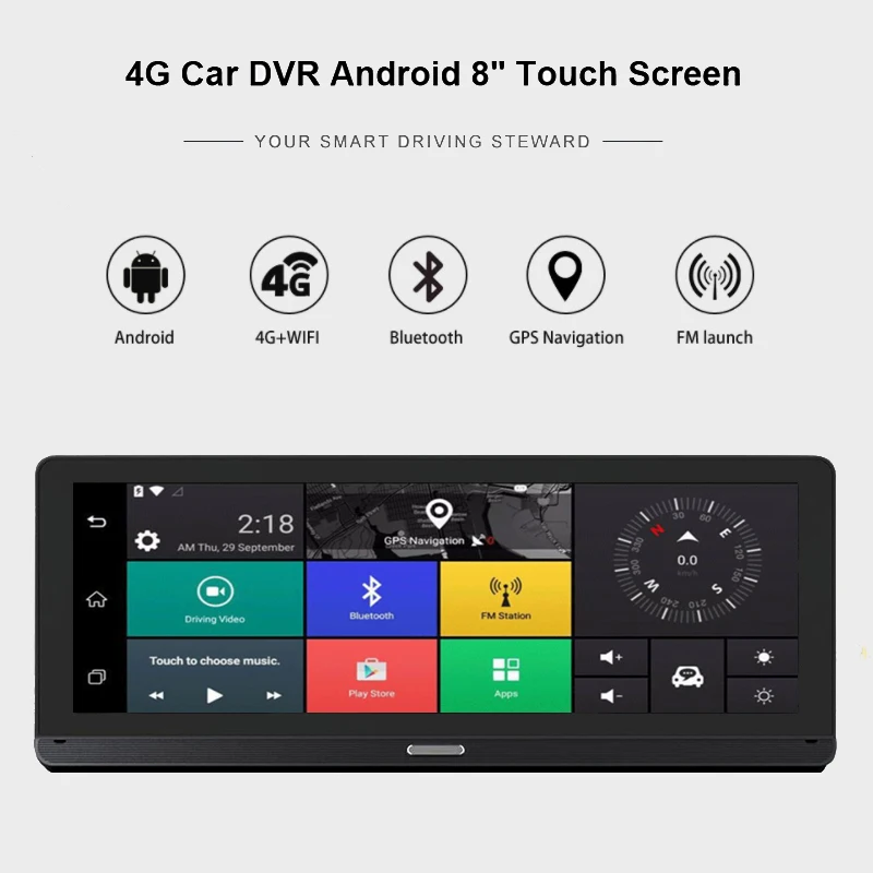 8 дюймов видеорегистратор Android 4 г Автомобильный WI-FI gps навигации Bluetooth с двумя