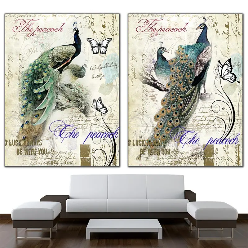 JiaSheMeiJu Photo Wall Paper 3D Vintage Wallpaper Peacock Letter TV Background Brand Mural Wallpapers Bedroom Home Decor | Обустройство
