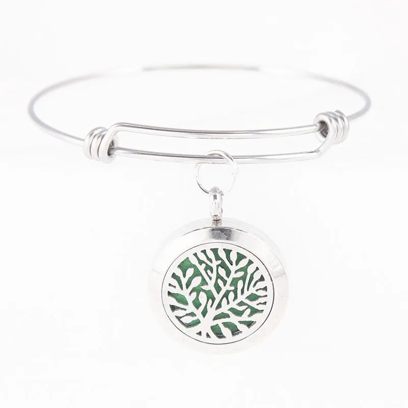 Наручный браслет-диффузор для ароматерапии с жизненным деревом на 25 мм из нержавеющей стали.