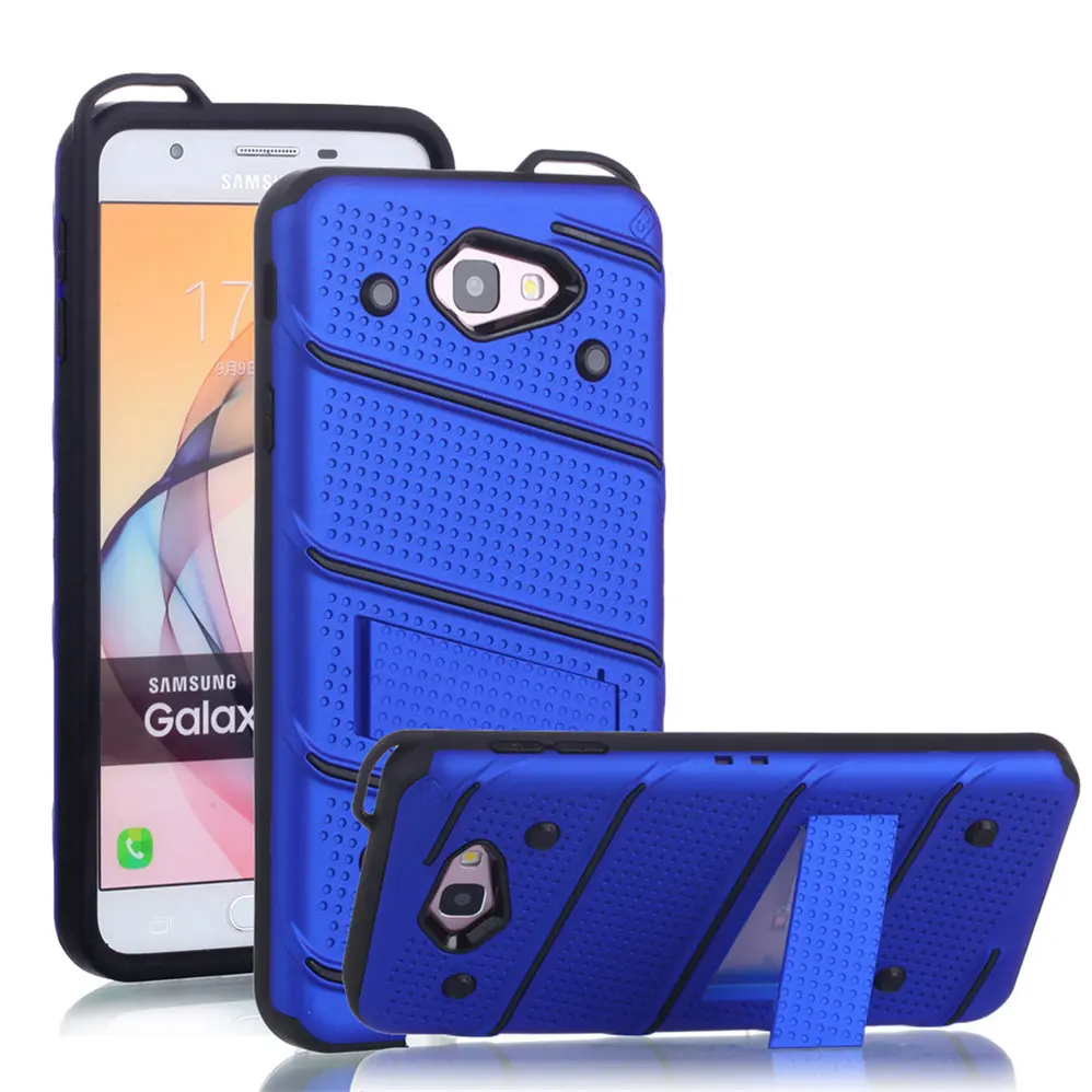 for Samsung Galaxy J7 Prime [Charm] Wave Point &amp Twill Hybrid PC+TPU Armor Case With Built in Stand Cell Phone Back Cover |
