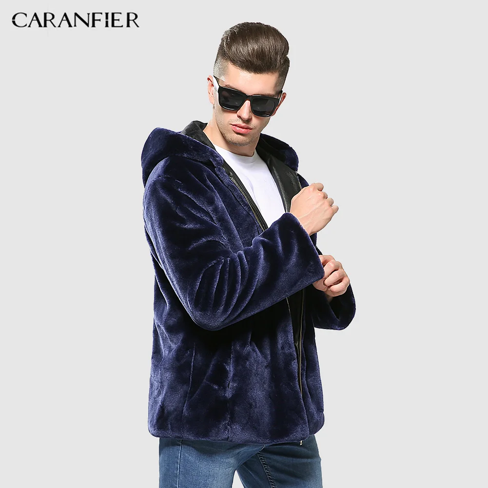 CARANFIER Мужское пальто зимние толстые теплые куртки искусственный бархат Модные