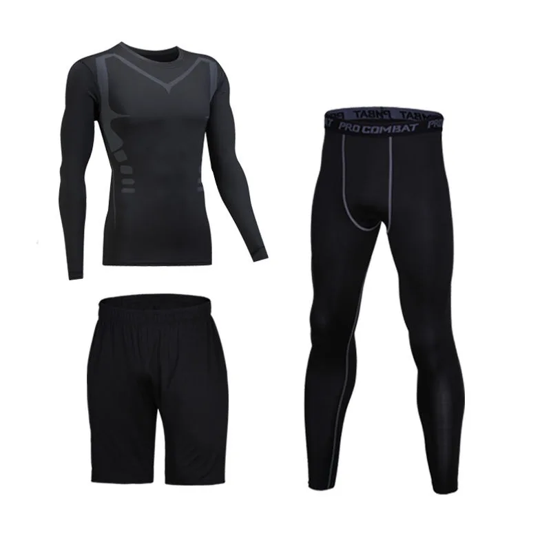 11 Quick Dry Sports Suit Men's Running Sets Gym Fitness Clothing Compression Basketball Tights Tracksuit Jogging Running Sportswear - Цвет: 11