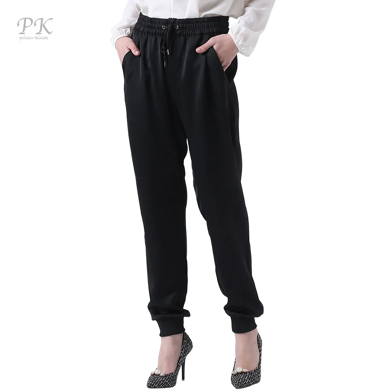 PK черные шаровары женские спортивные штаны для бега 100% из полиэстера Femme плюс