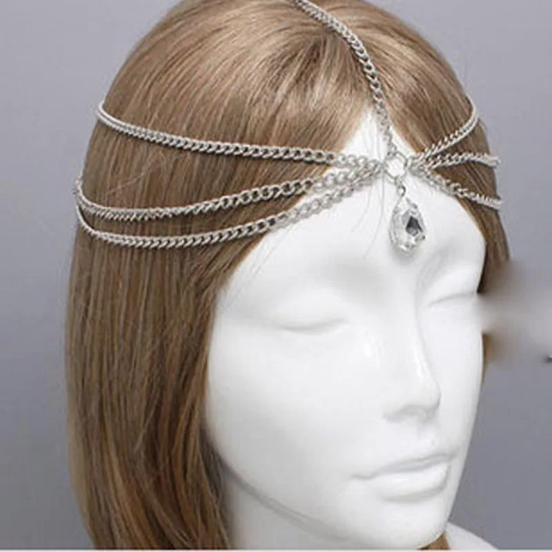 2020 Fashion Jewelry Gold Chain Crystal Wedding Hair Bijou Cheveux Mariage Corrente Cabelo Rhinestone Hiar | Украшения и