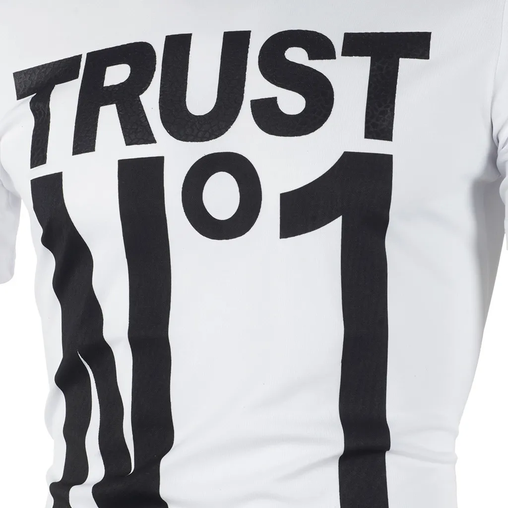 Trust N 1 Креативные Забавные футболки с белыми буквами мужские популярные