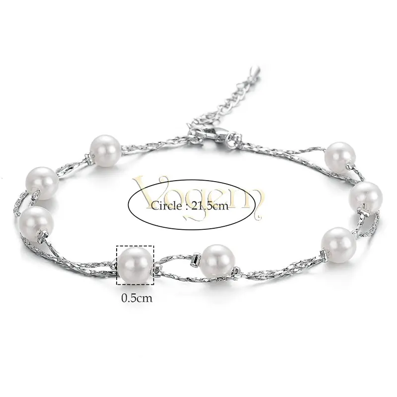 VOGEM Розовое золото Серебряный цепочки на руку жемчуг браслет женский модный