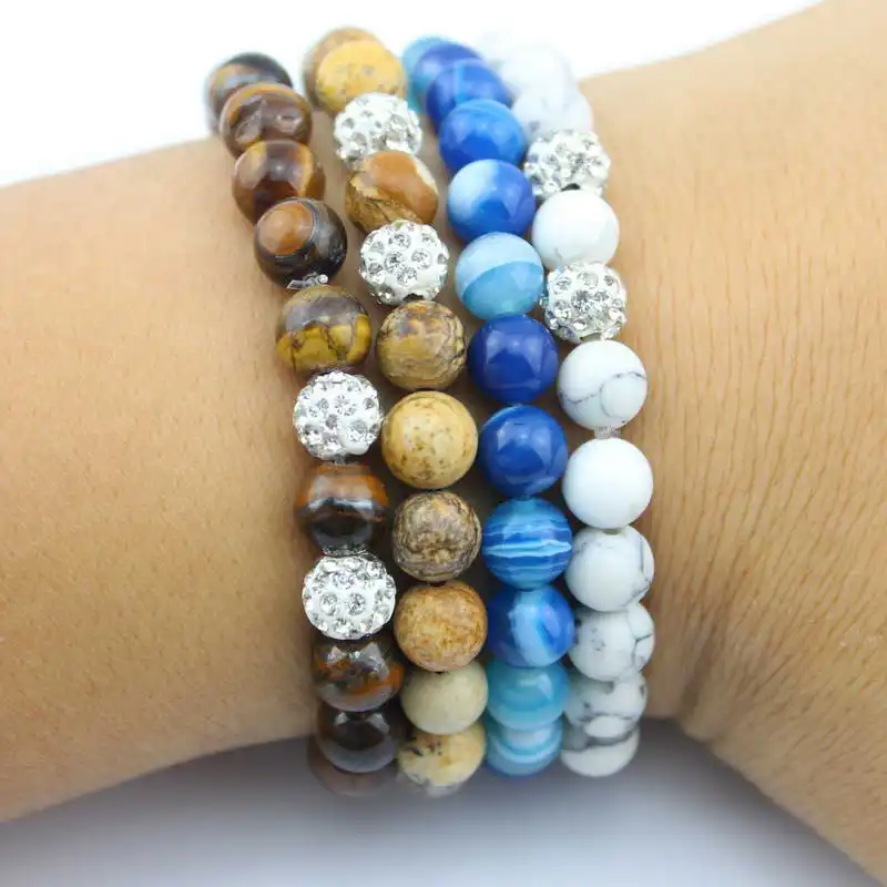 Женский браслет с натуральными бусинами из полудрагоценных камней