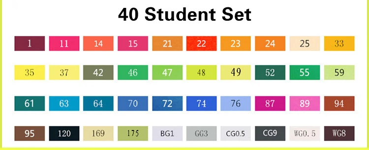 40 Student Set TOUCHNEW 36/48/60/72 Цвет эскиз Маркеры Ручка Двойные головки на спиртовой основе маркер для манги со значком для рисования для учащихся дизайн искусство Сделано в Китае - Цвет: 40 Student Set