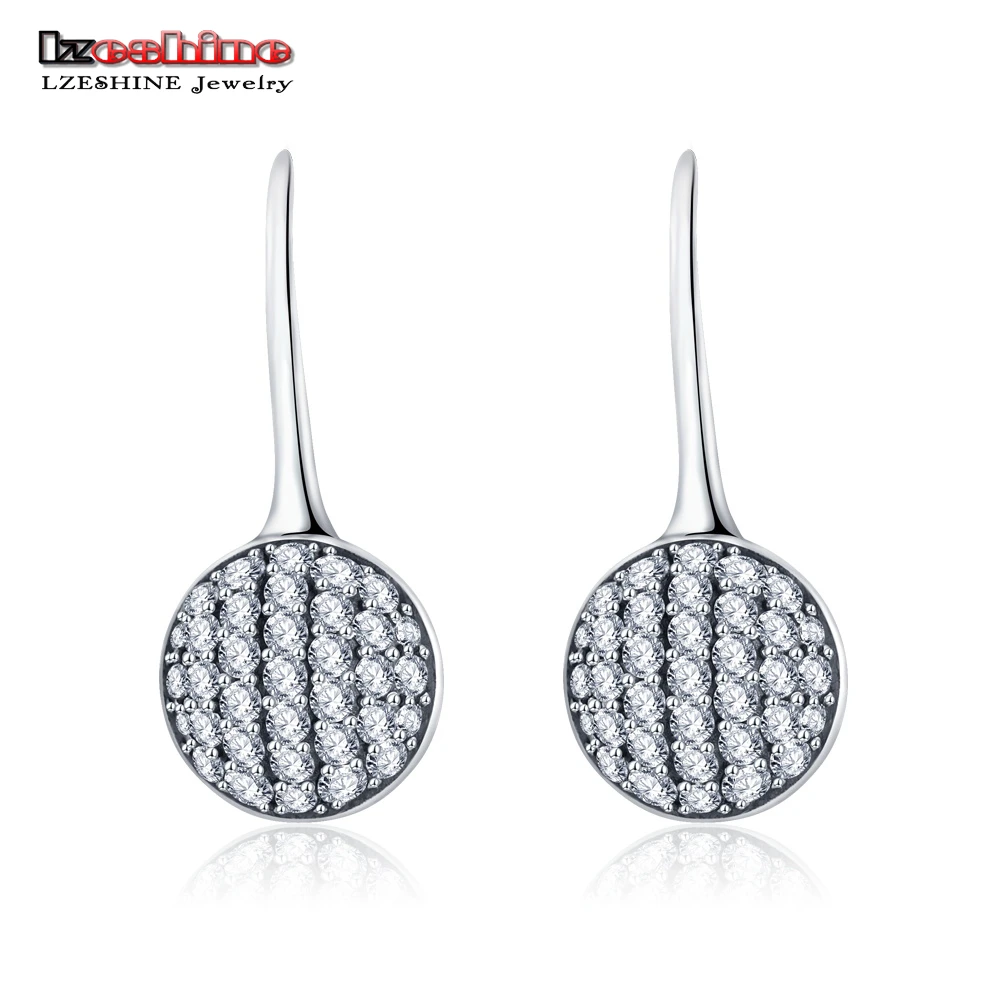 LZESHINE серьги 925 серебро с AAA циркония круглый Форма крюк для Для женщин PSER0080